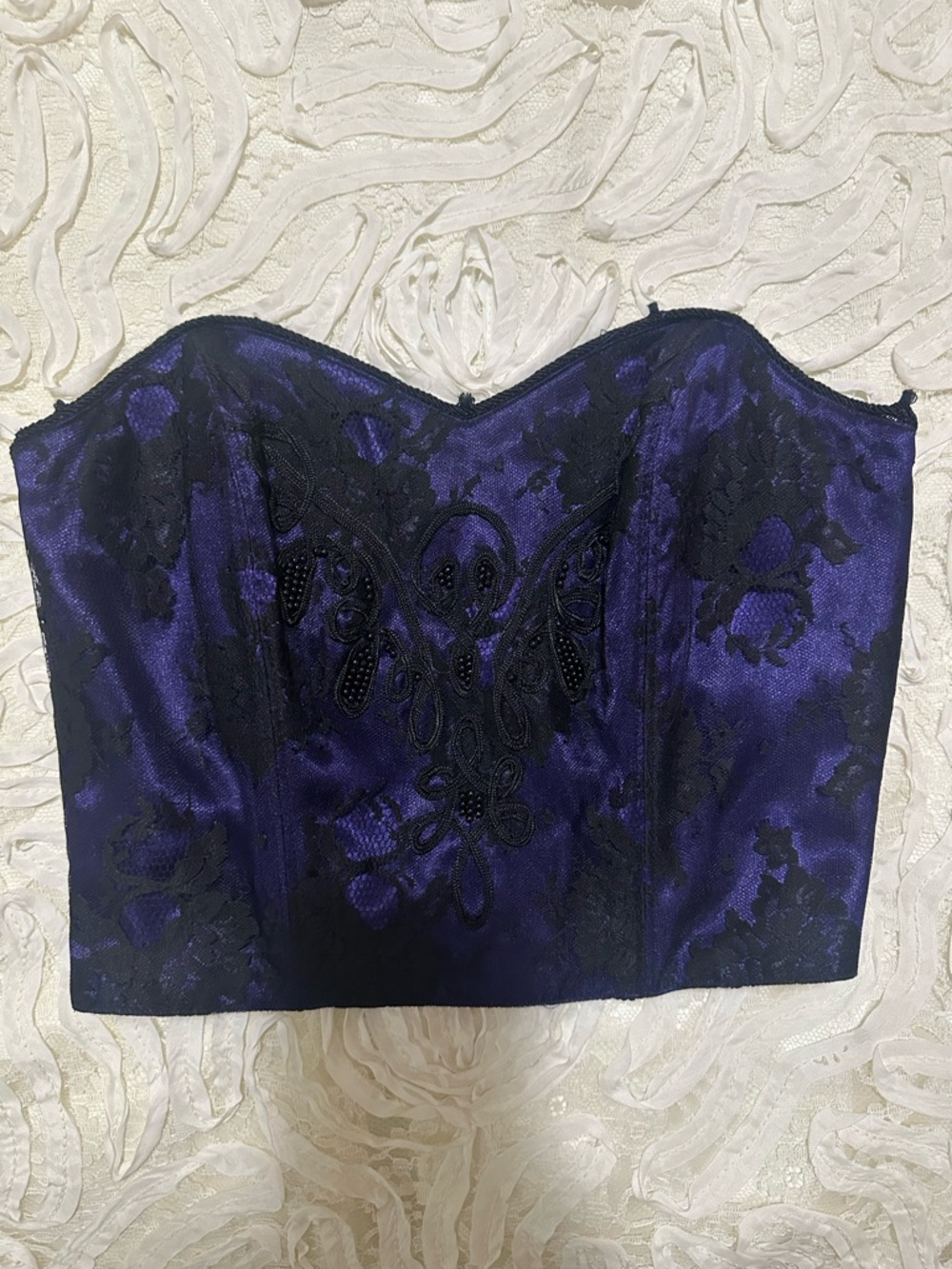 Vintage Victoria’s Secret Purple and Black Lace Bustier Top